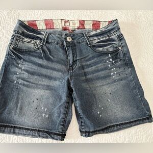 LEI Blue Denim Shorts with Red Accents